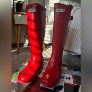 Hunter Original Tall Gloss Rain Boots Military Red
